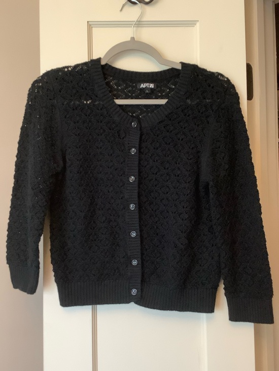 Apt. 9 Sweaters - Apt. 9 Black Crochet Lace Button-Front Cardigan